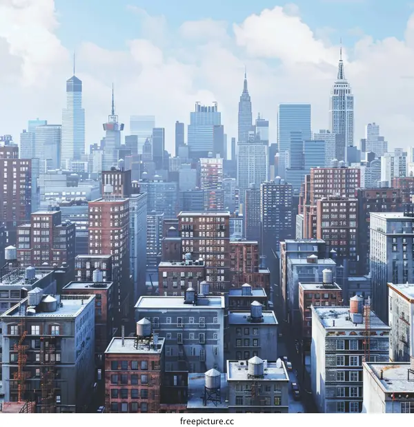 Iconic NYC Skyline with Manhattan's Famous Landmarks