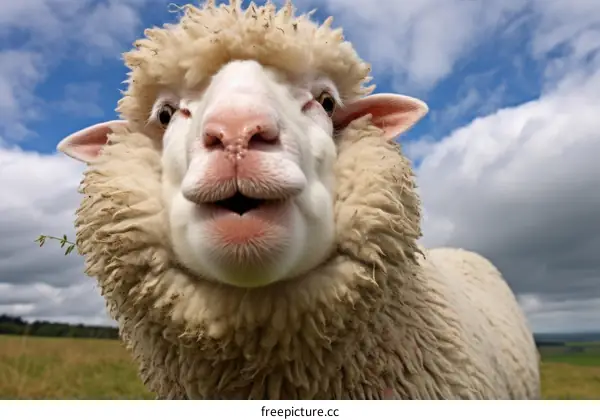 Close-up of a sheep looking at the camera