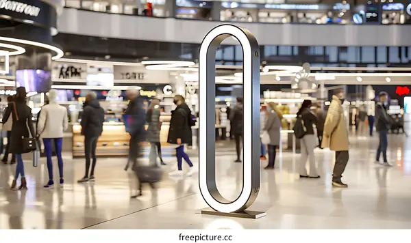 Modern Illuminated  Sign in a Busy Mall
