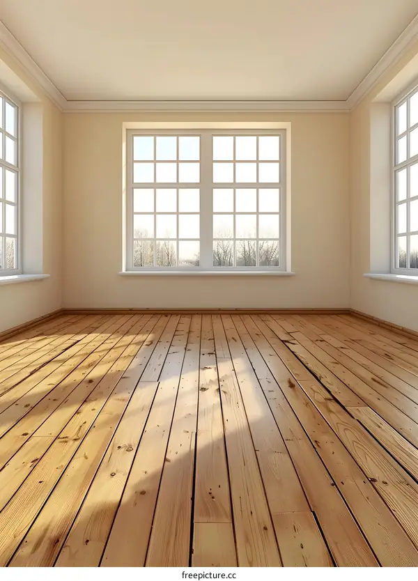 Empty Room With Hardwood Floor and Windows
