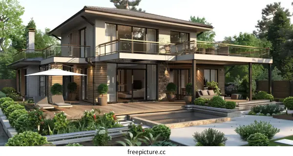 Modern Luxury Villa with Panoramic Windows and Pool