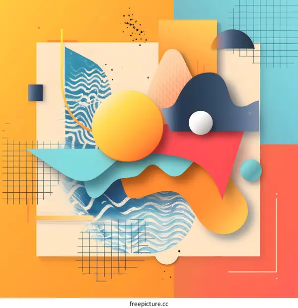 Abstract Geometric Shapes Illustration With Summer Color Palette