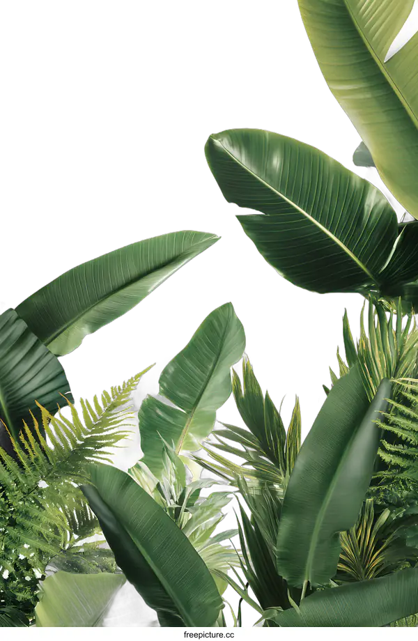 [Transparent Background PNG]Tropical Leaves on White Background
