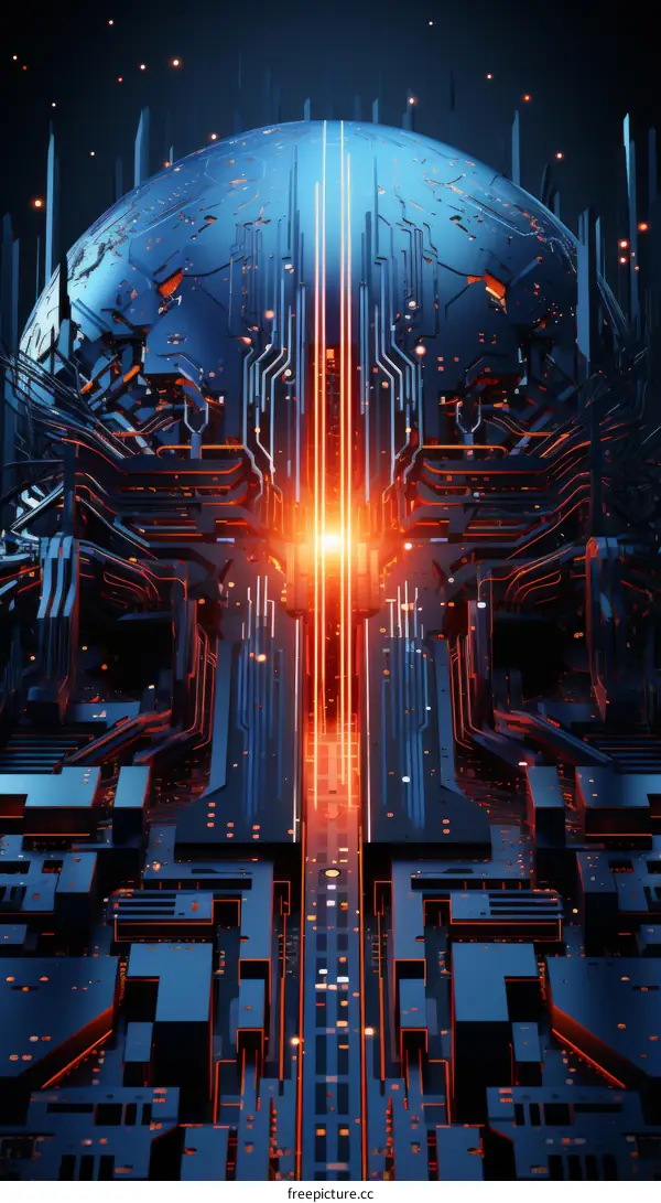 Blue and orange technology background