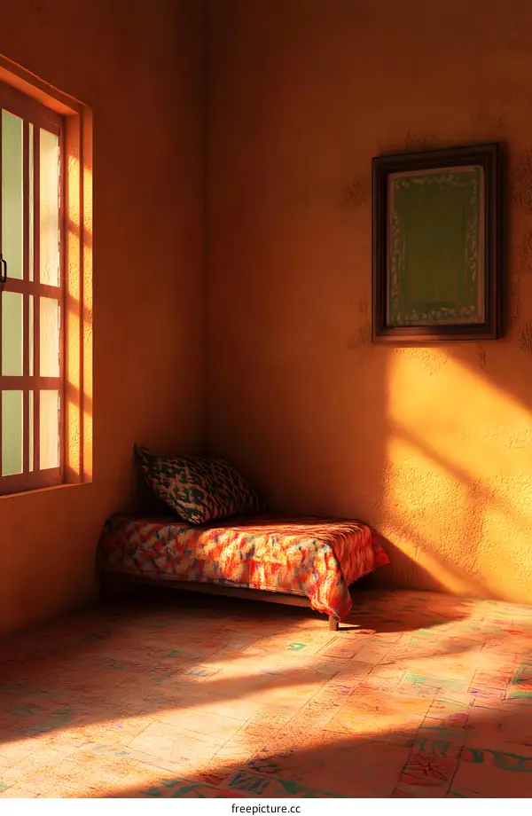 Sunlit Corner Room with a Bed and a Window