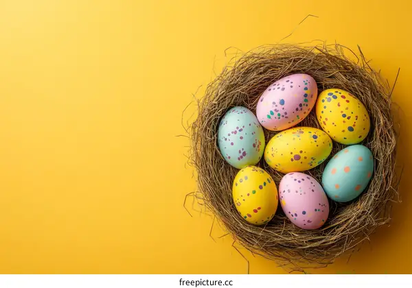 Colorful Easter Eggs in a Nest