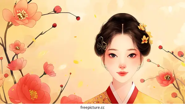 A beautiful Korean woman in traditional dress
