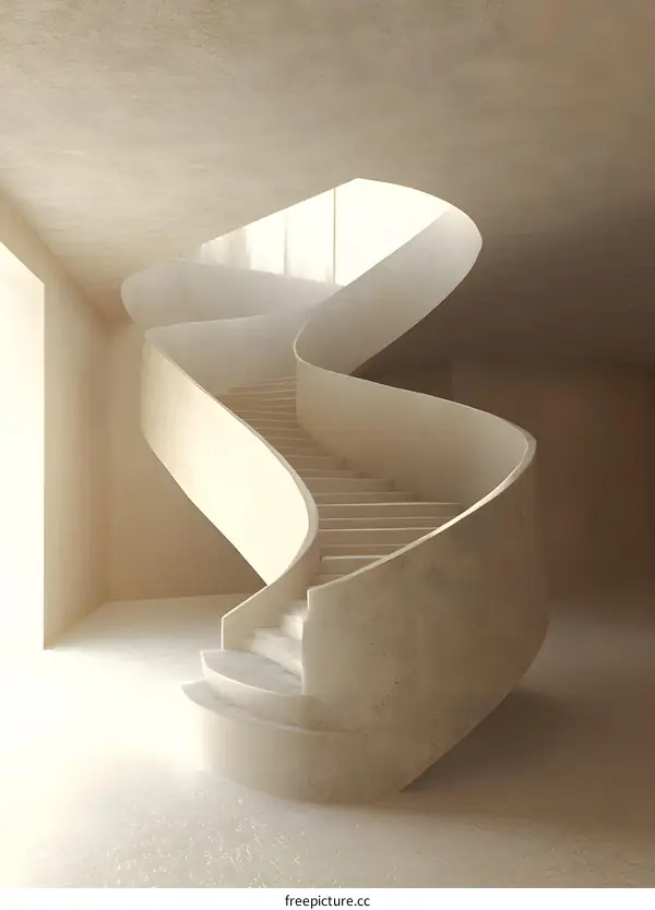 Modern Minimalist Spiral Staircase Interior Design