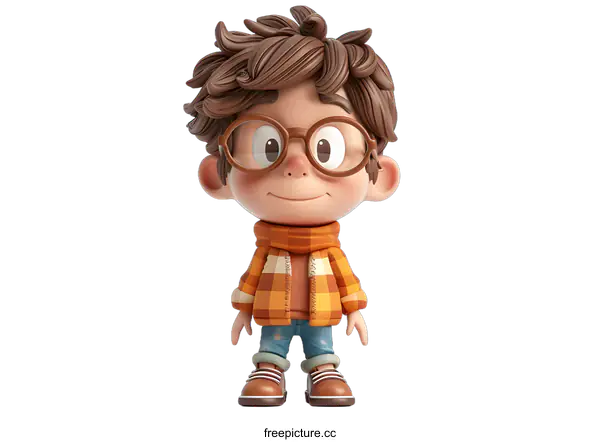 [Transparent Background PNG]3D rendering of a cute cartoon boy