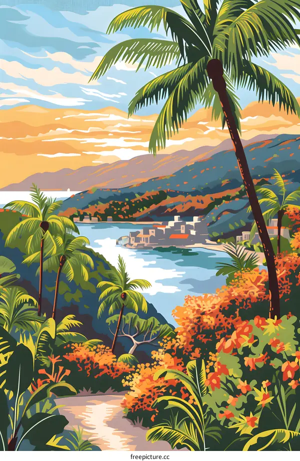 Tropical Island Paradise Landscape Painting