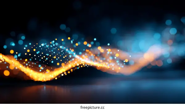 Abstract Digital Wave of Light Particles