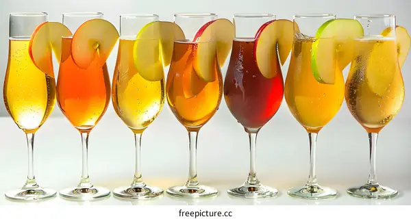 Row of Apple Cider Cocktail Glasses