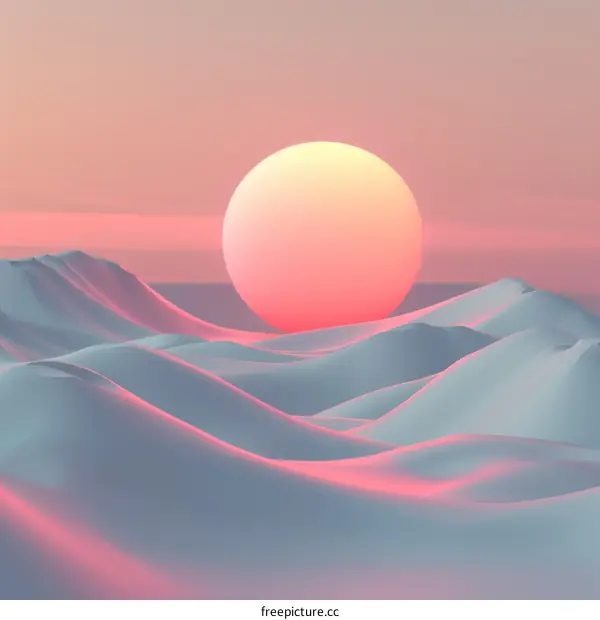 Pink Sunset over Snowy Mountain Summits