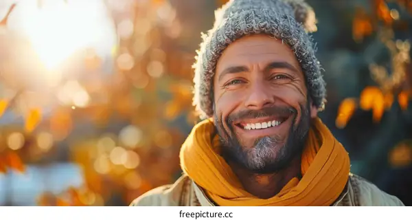 Smiling Man in Autumnal Landscape