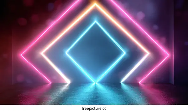 Neon Light Abstract Geometric Shapes Background