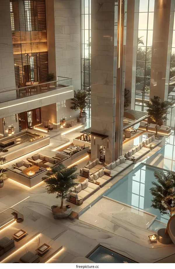 Modern Hotel Lobby Interior Design with Luxurious Ambiance