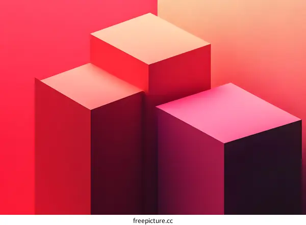 Abstract Minimalist Geometric Red and Orange Color Cubes Background