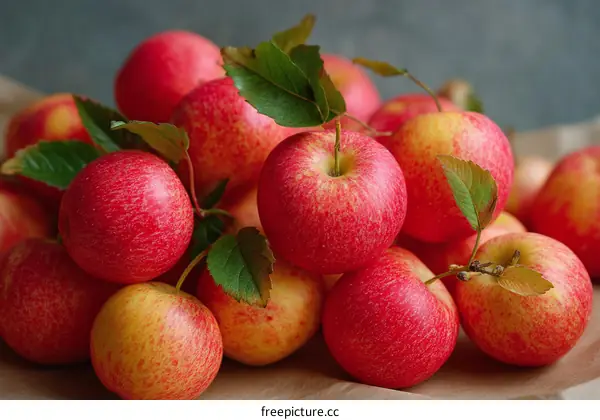 Fresh Red and Yellow Apples Pile