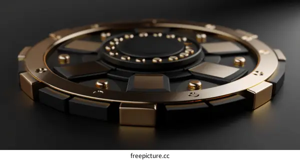 futuristic golden and black mechanical device