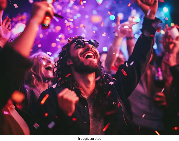 Happy People Celebrating at a Party With Confetti