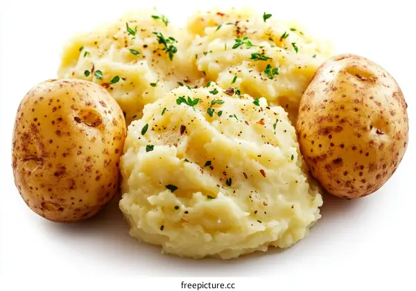 Delicious Creamy Mashed Potatoes and Whole Potato