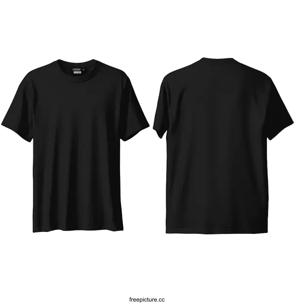 [Transparent Background PNG]Black T-Shirt Mockup Front and Back