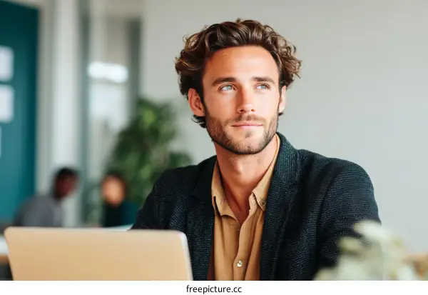Thoughtful Businessman at Modern Office