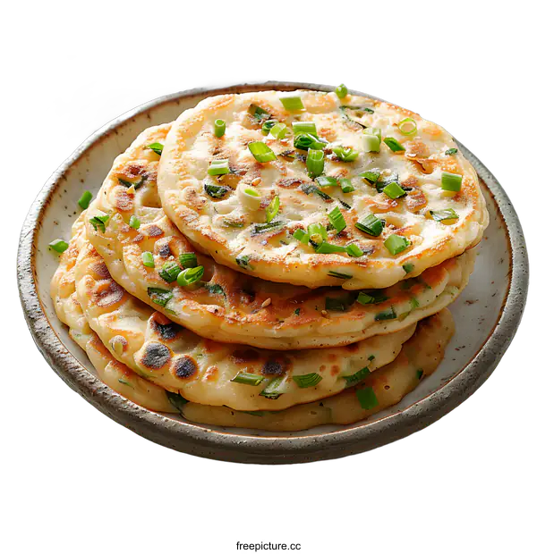 [Transparent Background PNG]A plate of scallion pancakes
