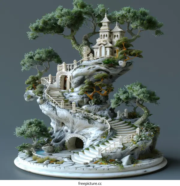 Fantasy Treetop Castle Illustration