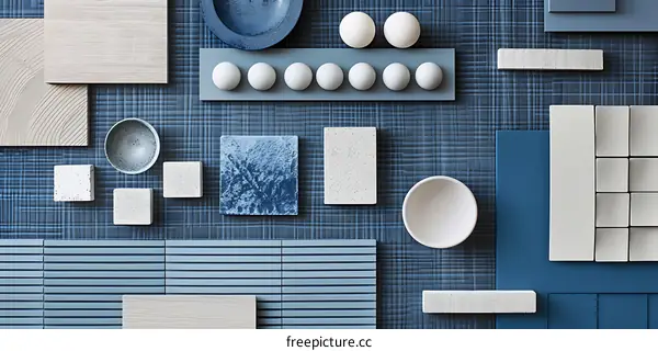 Blue and White Tile Samples for Interior Design