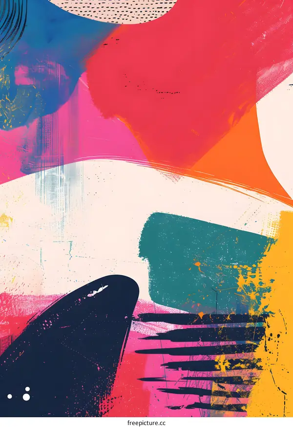 Abstract Painting With Colorful Shapes And Textures