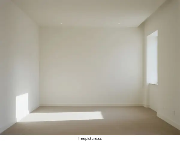 An empty room with white walls and natural light coming in