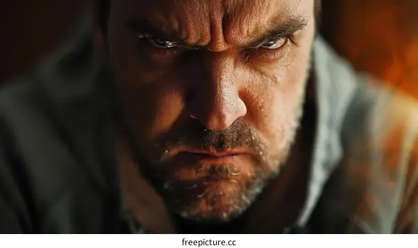 Close Up Angry Man Portrait