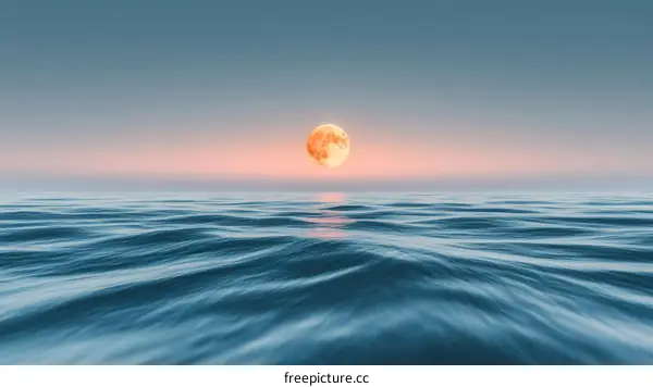 Tranquil Ocean Sunset Moon