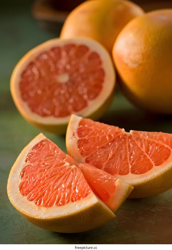 Freshly Cut Ripe Grapefruit Slices