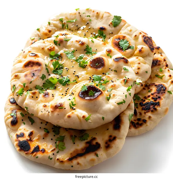 Stack of Buttery Garlic Naan Bread