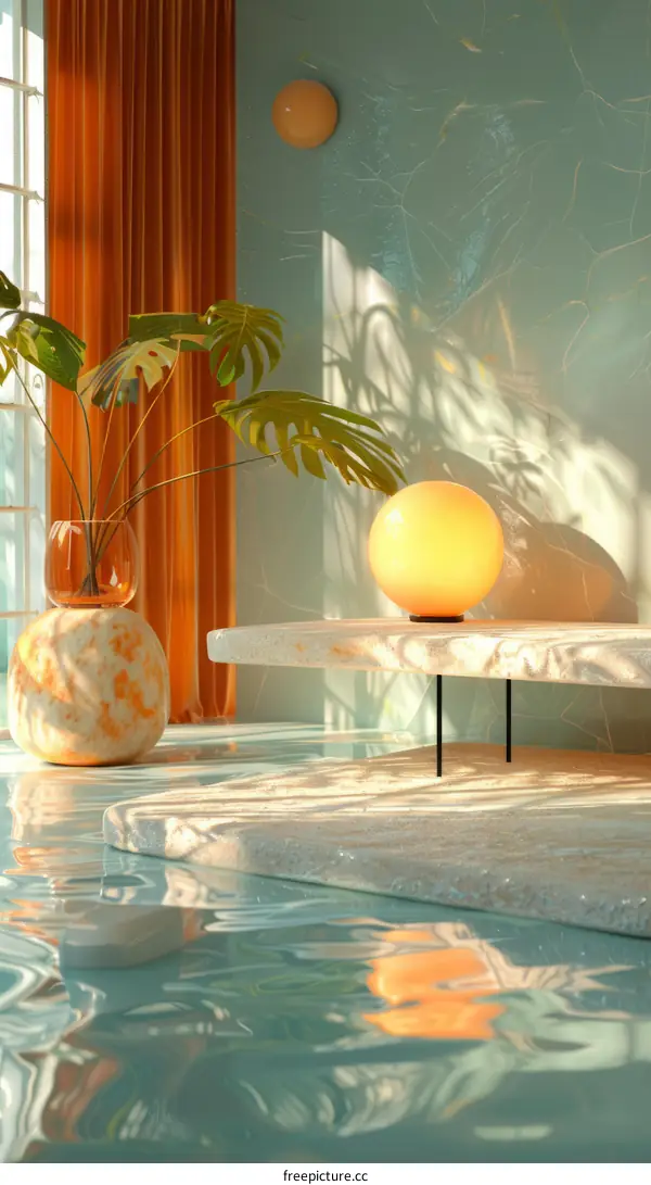 Abstract Room with Water on the Floor