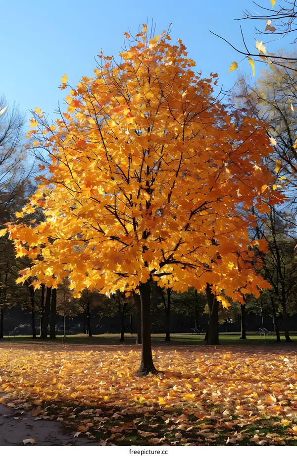 Maple tree in autumn park