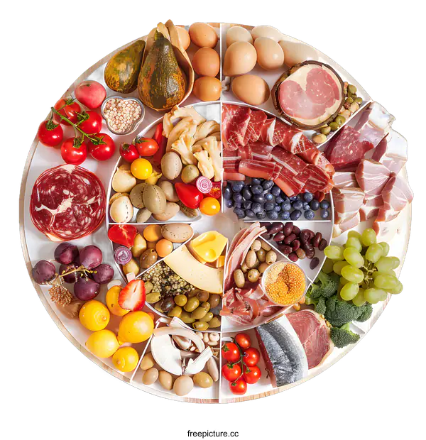 [Transparent Background PNG]Variety of Fresh Food Arranged in a Circular Shape