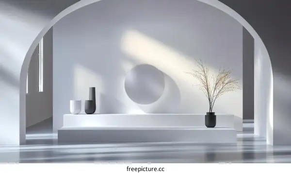Modern Minimalist Interior Design Scene with Vase and Plant