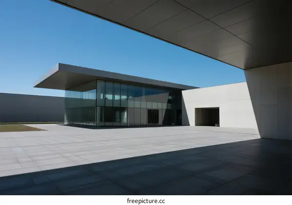 Modern Glass and Concrete Building with Clean Lines and Open Space