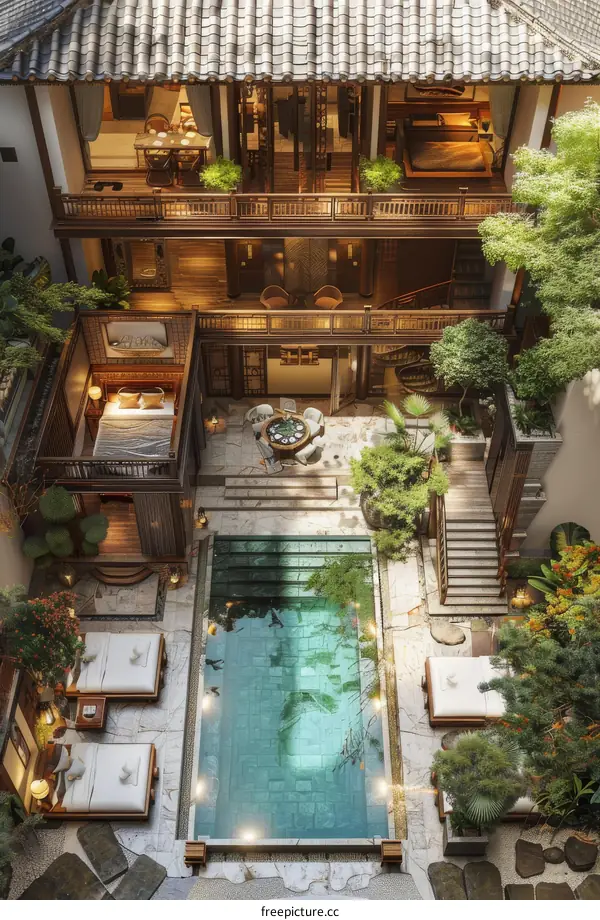 Stunning Courtyard Pool and Garden Design