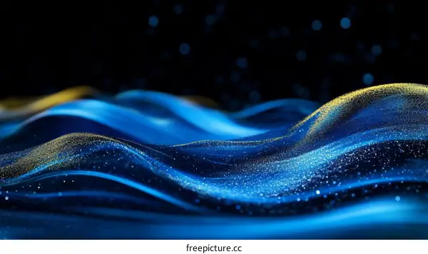 Abstract Blue and Gold Liquid Waves