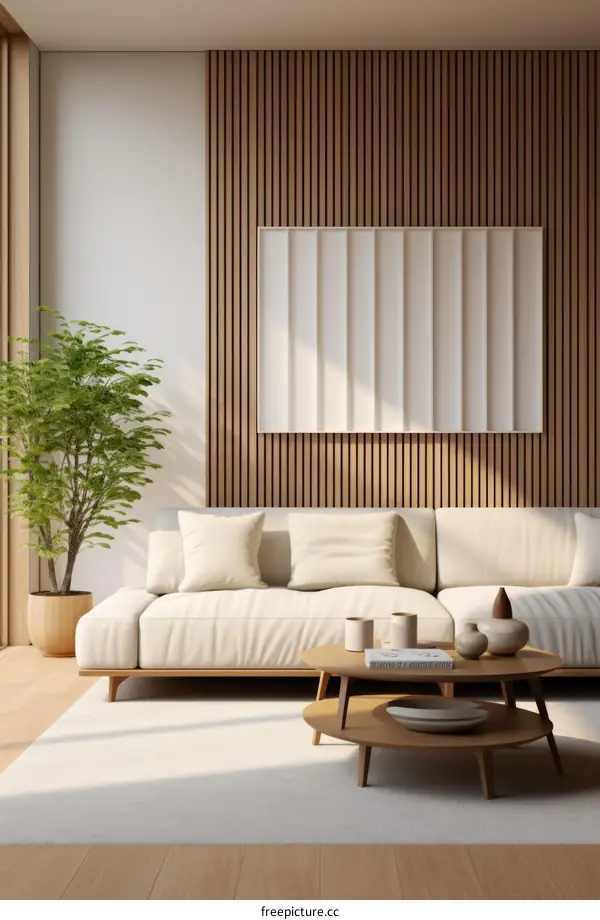 Airy and bright living room with large windows and white walls