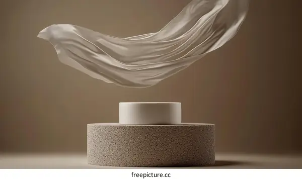 Elegant Fabric Drape on Beige Display Stand