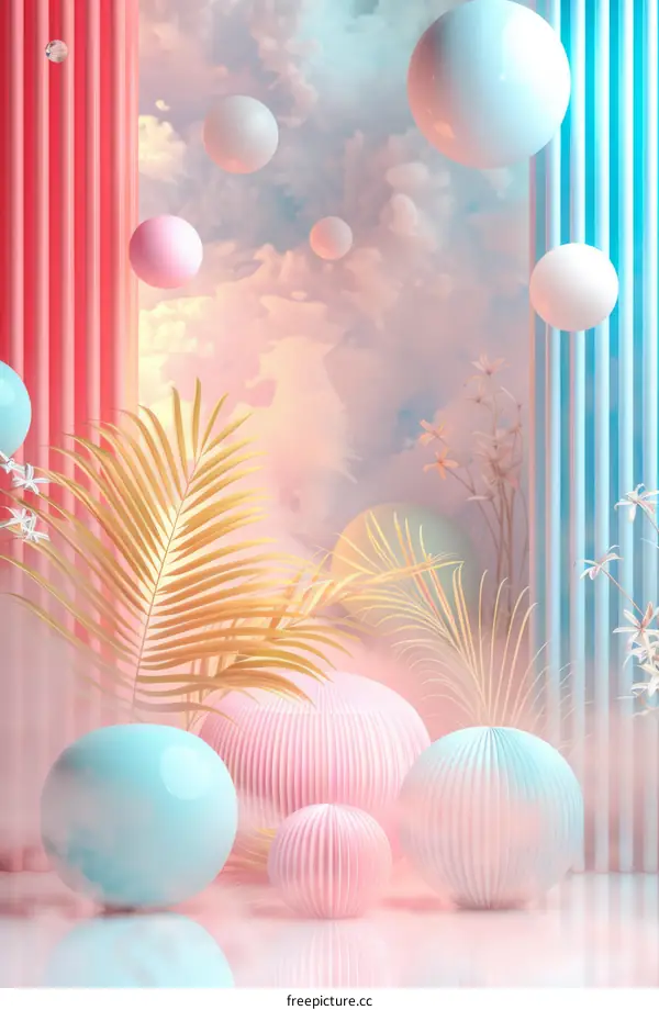 Surreal Pink and Blue 3D Abstract Scene