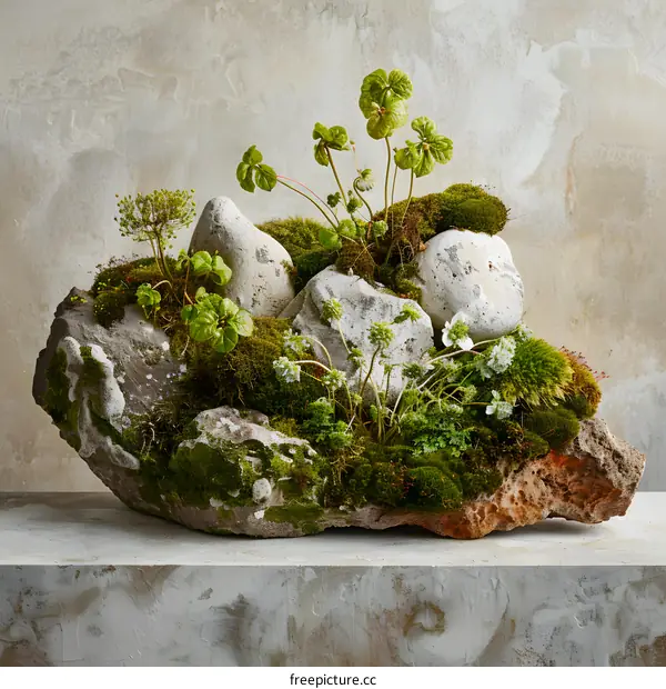 Moss Covered Rock Garden Arrangement
