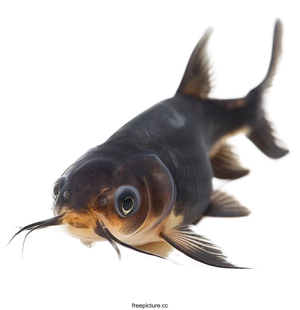 [Transparent Background PNG]Closeup of a Black Fish on a White Background