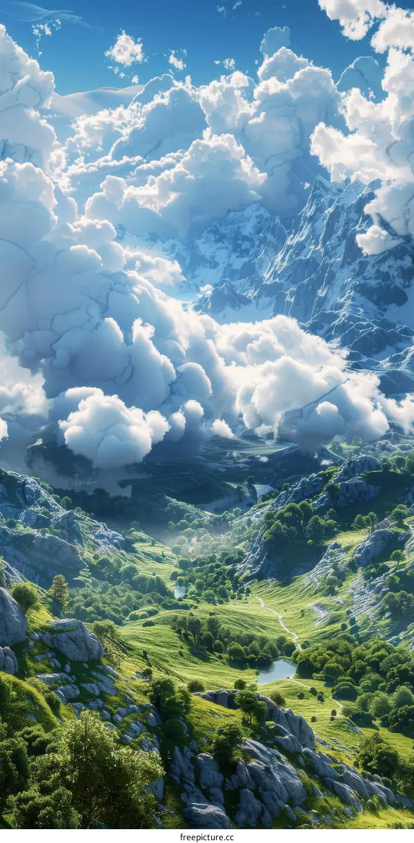 Epic Mountain Landscape with Lush Green Valley