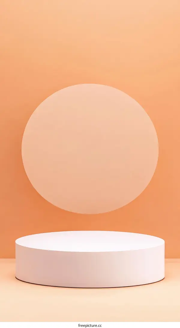 Minimalist White Display Podium with Light Orange Background